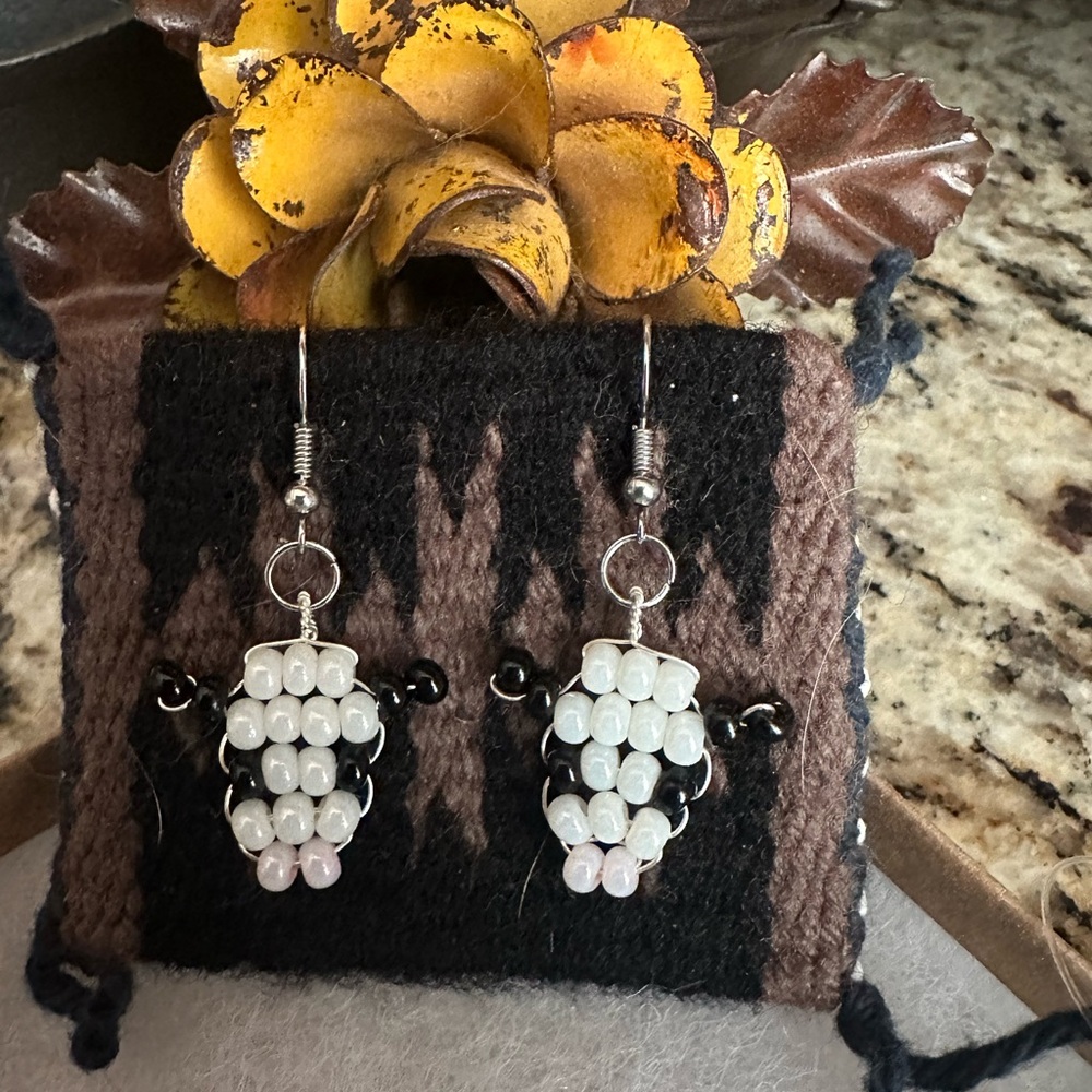 Handcrafted Beaded cow Earrings